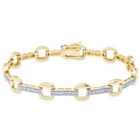 Finesque Gold Over Sterling Silver Diamond Accent Square Link Bracelet - OSB793-GP