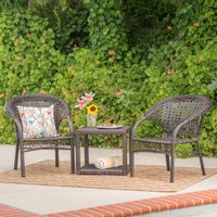 Broward Outdoor 3-piece Wicker Bistro Chat Set by Christopher Knight Home - Multi-Brown