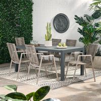 Lazuli Aluminum Outdoor 7-piece Dining Set by Christopher Knight Home - Gray + Silver + Taupe