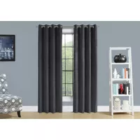 Curtain Panel/ 2pcs Set/ 54"W X 95"L/ Room Darkening/ Grommet/ Living Room/ Bedroom/ Kitchen/ Velvet/ Polyester/ Grey/ Contemporary/ Modern
