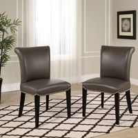 Abbyson Century Grey Leather Dining Chair (Set of 2) - Chair