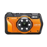 Ricoh WG-6 Orange Waterproof Camera 20MP Higher Resolution Images 3-Inch LCD Waterproof 20m Shockproof 2.1m Underwater Mode 6-LED Ring Light for Macro Photography