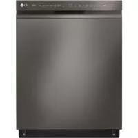 LG - 24" Front Control Smart Built-In Stainless Steel Tub Dishwasher with 3rd Rack, QuadWash, and 48dba - Black Stainless Steel