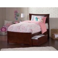 Metro Twin Platform Bed with Matching Foot Board with 2 Urban Bed Drawers in Walnut