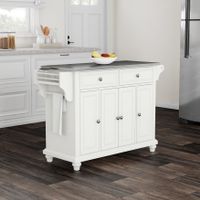 Copper Grove Goulais Stainless Steel Top Kitchen Island in White Finish - White