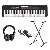 Casio LK-S250 61-Key Digital Piano Style Portable Keyboard with Lighting Key Bundle with Stand, Studio Monitor Headphones, Sustain Pedal