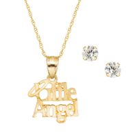Forever Last 10kt Gold set - 15" Pendant  with Cubic Earring - Yellow