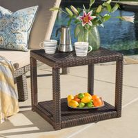 Boracay Outdoor Square Wicker Accent Table by Christopher Knight Home - Multi-Brown
