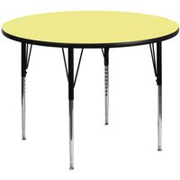 21.125-30.125-Inch Height-adjustable Chrome Round Activity Table - Yellow