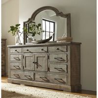 Progressive Meadow Door Dresser and Mirror - Grey - 9-drawer