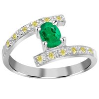 Orchid Jewelry 925 Sterling Silver 0.61 Carat Emerald and Diamond Engagement Ring - 7