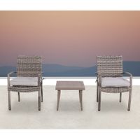 LSI Chairs And Side Table 3 Piece Set With Cushions - Grey