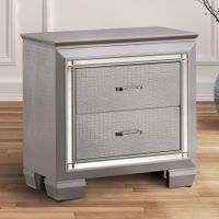 Furniture of America Tallone Contemporary Crocodile Textured 2-drawer Nightstand - Silver