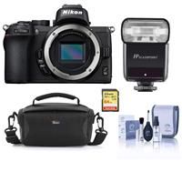 Nikon Z50 Mirrorless Camera Body - Bundle With Camera Case, 64GB SDXC Memory Card, Flashpoint Zoom-Mini TTL R2 Flash for Nikon Compact Cameras, Cleaning Kit