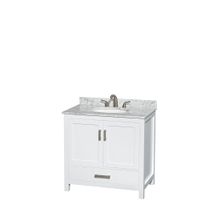 Wyndham Collection Sheffield White 36-inch Single Vanity - No Mirror/Carrara Marble Counter w/ White Porcelain Sink/White