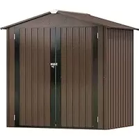 DWVO 6x4ft Metal Outdoor Storage Shed, Large Heavy Duty Tool Sheds with Lockable Doors & Air Vent for Backyard Patio Lawn to Store Bikes, Tools, Lawnmowers,Brown