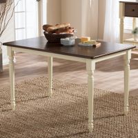 Baxton Studio Natasa French Country Cottage Buttermilk and Cherry Wood Dining Table - Off White - Off White - Rectangular - 6
