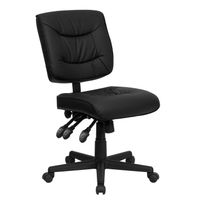 Mid-back Black Bonded Leather Multi-functional Task Chair - Black