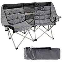 EasyGo Product Camping Chair - Double Love Seat Heavy Duty Oversized - Folds Easily and is Padded, Black Grey