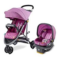 Century Stroll On 3-Wheel 2-in-1 Lightweight Travel System | Infant Car Seat and Stroller Combo, Berry