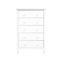 Adeptus Solid Wood Easy Pieces 5 Drawer Chest of Drawers - White - White - 5-drawer