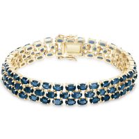 Dolce Giavonna Gold Over Sterling Silver London Blue Topaz 3-row Bracelet - OSB733-LBT