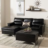 Baxton Studio Hagne Modern Black Faux Le...