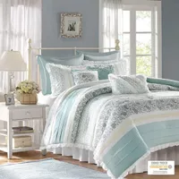 Aqua Dawn 9 Piece Cotton Percale Comforter Set King