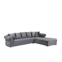 Willow Tufted Velvet Sectional with RAF Chaise - Gray