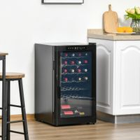 HOMCOM Wine Cooler with 33 Bottle Capacity, Mini Beverage Fridge with Digital Temperature Control and Alarm Function, Black - Black