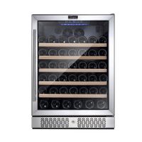 24 in. Single Zone 52-Bottle Built-In and Freestanding Wine Chiller Refrigerator in Stainless Steel - Stainless Steel