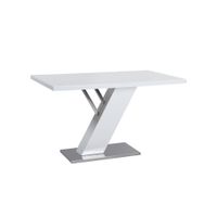 Somette Leah Glossy White/ Chrome Dining Table - 51.18 x 31.5 x 29.72 - 51.18 x 31.5 x 29.72 - White