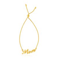 14k Yellow Gold MOM Style Lariat Bracelet (9.25 Inch)