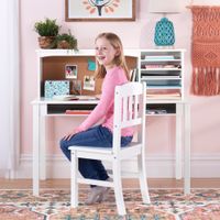 Guidecraft Media Desk Kid's Desk and Hutch with Chair - White