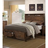 Enchanting Wooden C.King Bed With Display And Storage Drawers, Oak Finish - California King