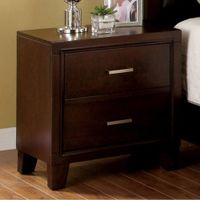 Enrico I Contemporary Style Nightstand, Brown Cherry - 2-drawer