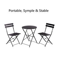 23.6ft Long Bistro Set Table And Chair 3 Piece - 23.6*28 - Black
