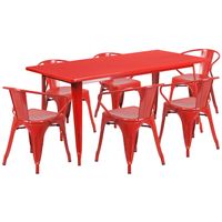 Metal Indoor Table Set - Red