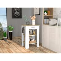 FM Furniture Brooklyn 23 Kitchen Island with Towel Rack and Drawer - White/Light Oak