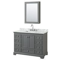 Wyndham Collection Deborah 48-inch Single Bathroom Vanity with Medicine Cabinet - Assembly Required - Vanity Top/Vanity Base - Grey