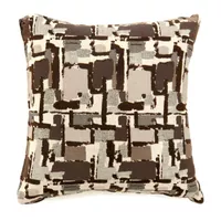 Contemporary Fabric 17" x 17" Throw Pillows in Brown (Set of 2)