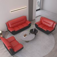 William Street Faux Leather Upholstered 3PCS Living Room Set - Red/Black