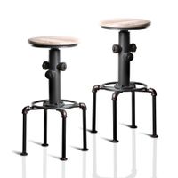 Cess Contemporary Black Metal Barstools by Furniture of America (Set of 2) - Antique Black/Brown