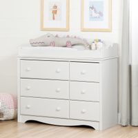 South Shore Angel 6-Drawer Dresser and Changing Table - Angel Changing Table, Pure White