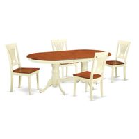 Plainville PLAI5-WHI Cherry/Cream Rubberwood Dining Table and 4 Chairs (Pack of 5) - Wood Seat
