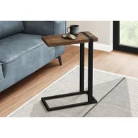 Accent Table/ C-shaped/ End/ Side/ Snack/ Living Room/ Bedroom/ Metal/ Laminate/ Brown/ Black/ Contemporary/ Modern
