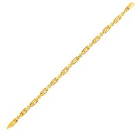14k Two Toned Yellow and White Gold Link Bracelet with Beads (8.25 Inch)