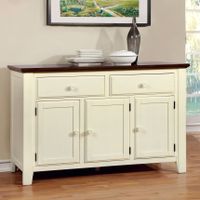 Furniture of America Bethannie Farmhouse 2-tone 2-drawer Dining Server - Vintage White/Dark Oak