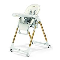 Peg Perego Prima Pappa Zero 3 - High Chair - for Children Newborn to 3 Years of Age - Made in Italy - Gold (White & Gold)