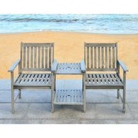 SAFAVIEH Outdoor Living Brea Grey Twin Seat Bench - 23.8" x 65" x 35.4" - Grey